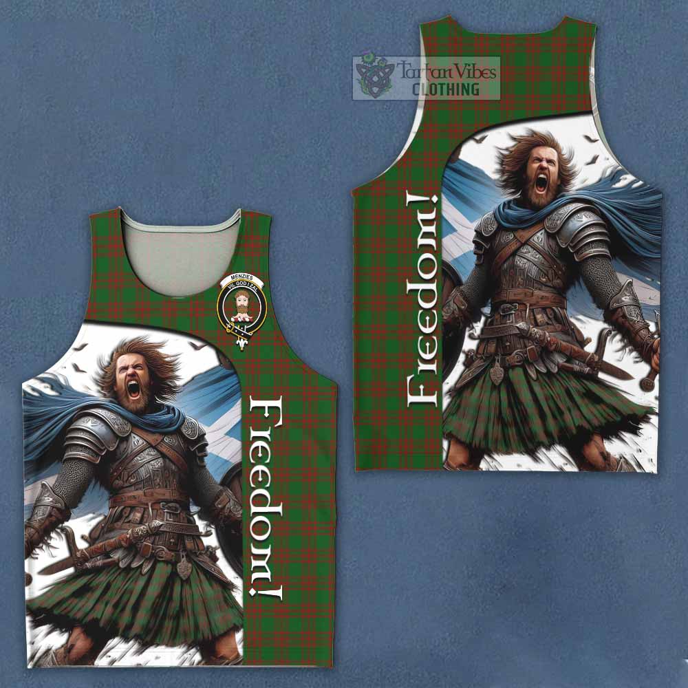 Tartan Vibes Clothing Menzies Crest Tartan Men's Tank Top Inspired by the Freedom of Scottish Warrior