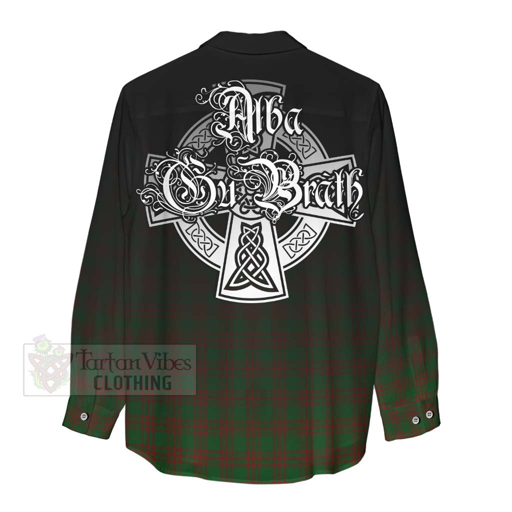 Tartan Vibes Clothing Menzies Tartan Women's Casual Shirt Featuring Alba Gu Brath Family Crest Celtic Inspired