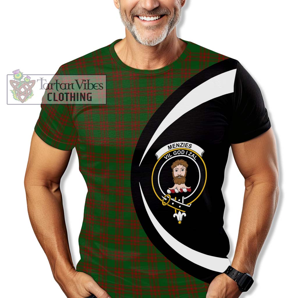 Tartan Vibes Clothing Menzies Tartan T-Shirt with Family Crest Circle Style