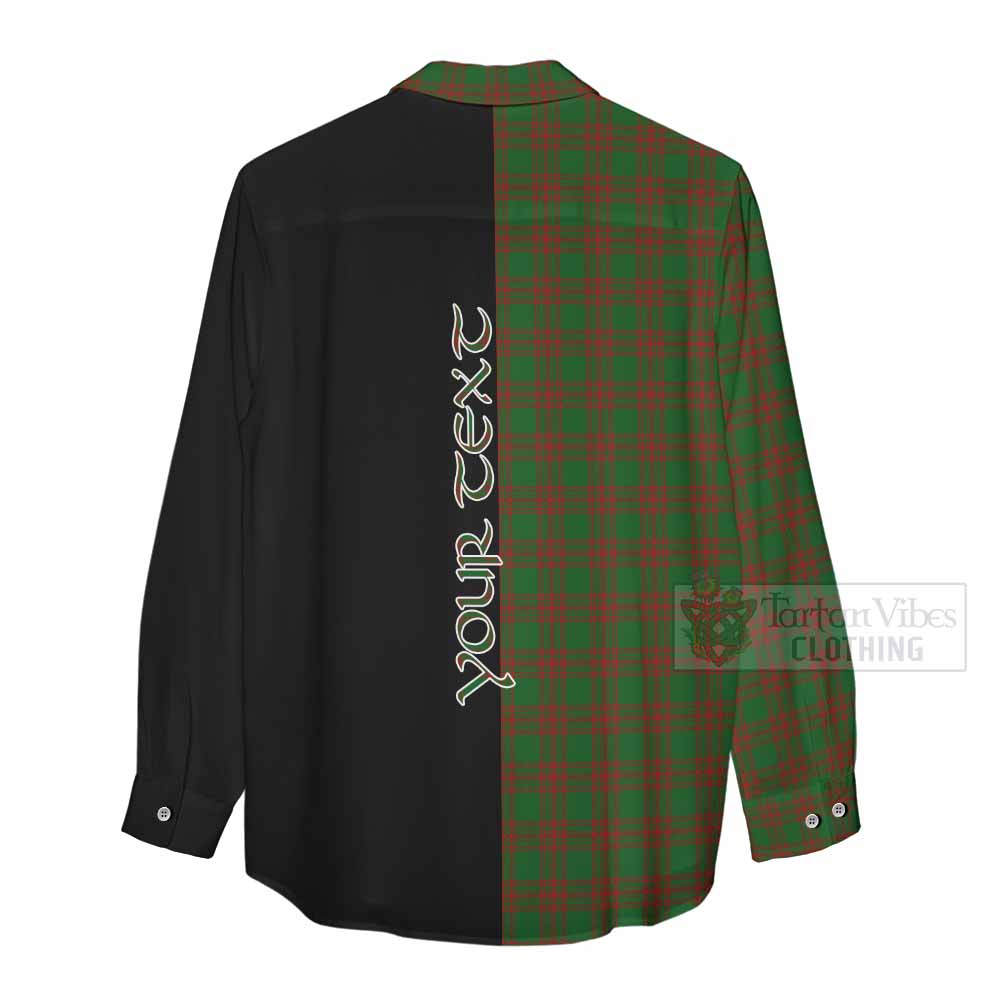 Tartan Vibes Clothing Menzies Tartan Women's Casual Shirt with Family Crest and Half Of Me Style