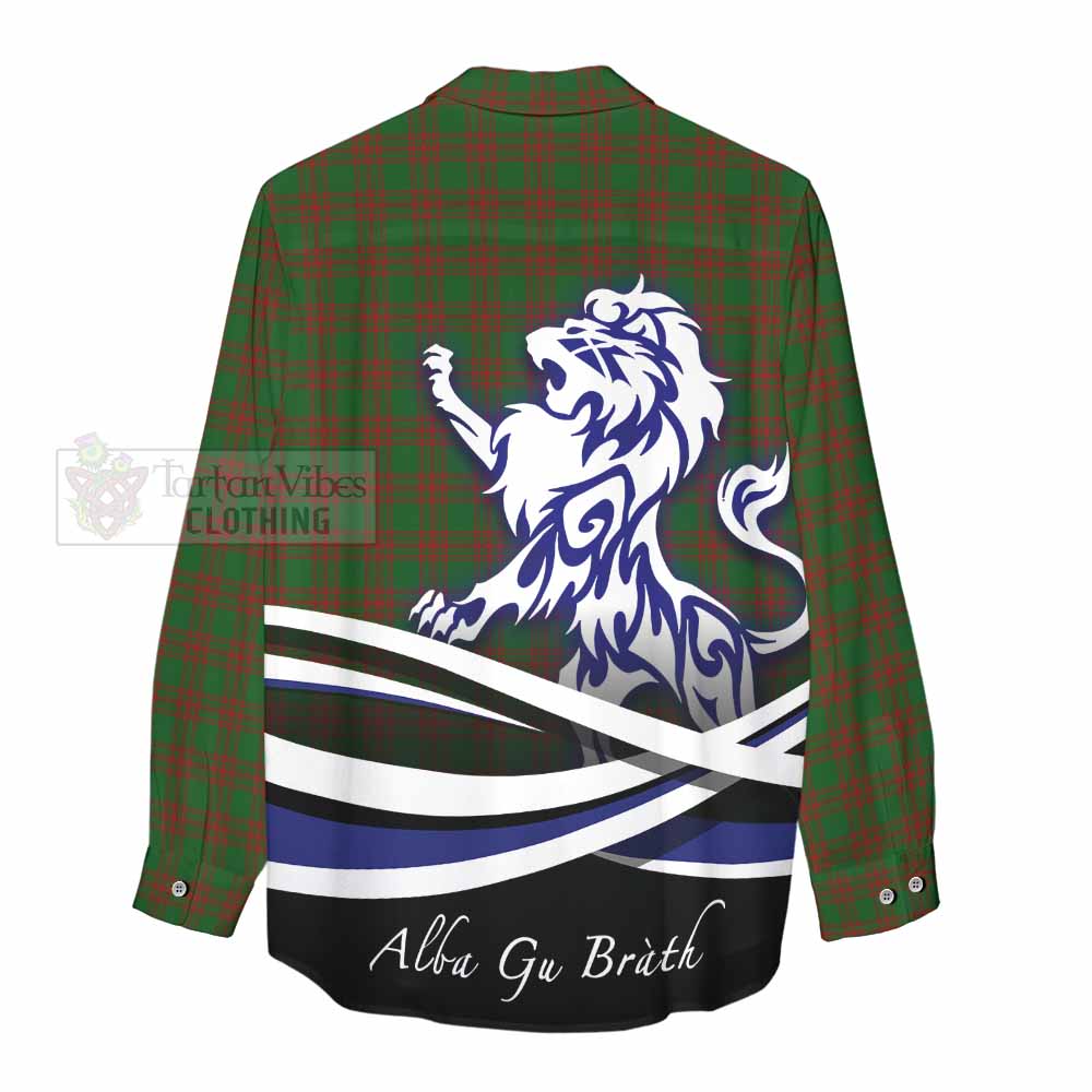 Tartan Vibes Clothing Menzies Tartan Women's Casual Shirt with Alba Gu Brath Regal Lion Emblem