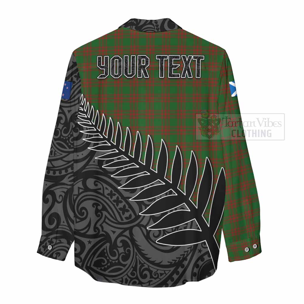 Tartan Vibes Clothing Menzies Crest Tartan Women's Casual Shirt with New Zealand Silver Fern Half Style