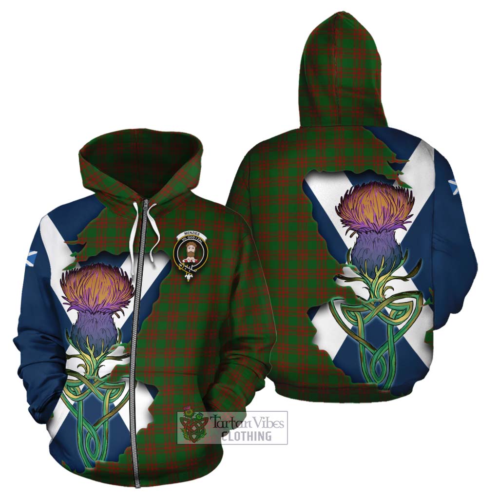Menzies Tartan Family Crest Cotton Hoodie Scottish Thistle Celtic Inspired Zip Hoodie - Tartan Vibes Clothing