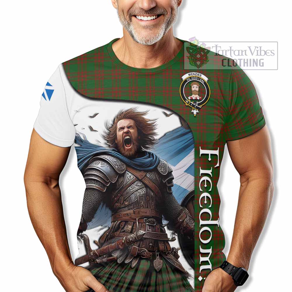 Menzies Crest Tartan T-Shirt Inspired by the Freedom of Scottish Warrior