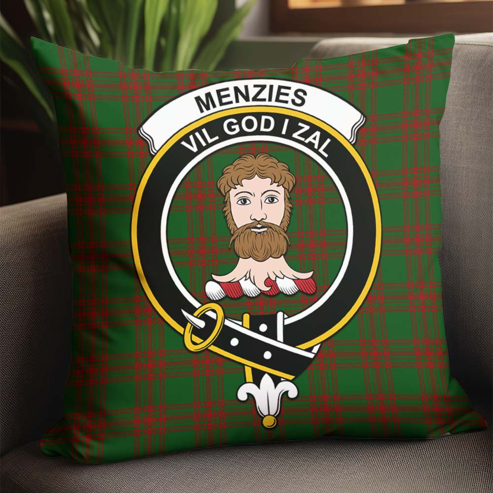 Menzies Tartan Pillow Cover with Family Crest - Tartanvibesclothing