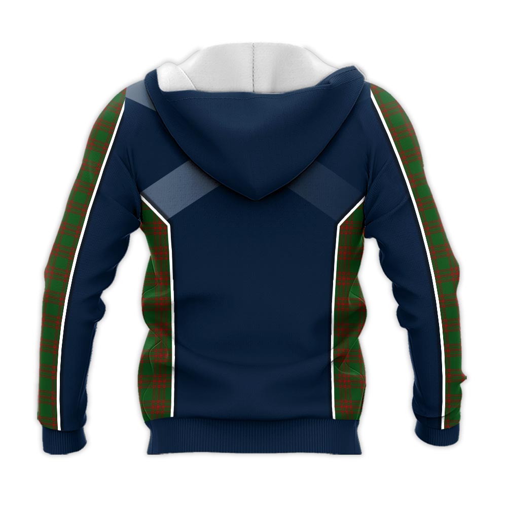 Tartan Vibes Clothing Menzies Tartan Knitted Hoodie with Family Crest and Scottish Thistle Vibes Sport Style