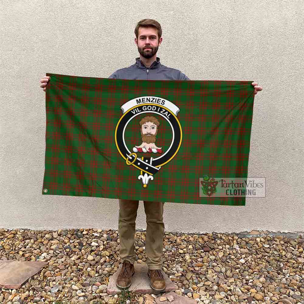 Tartan Vibes Clothing Menzies Tartan House Flag with Family Crest