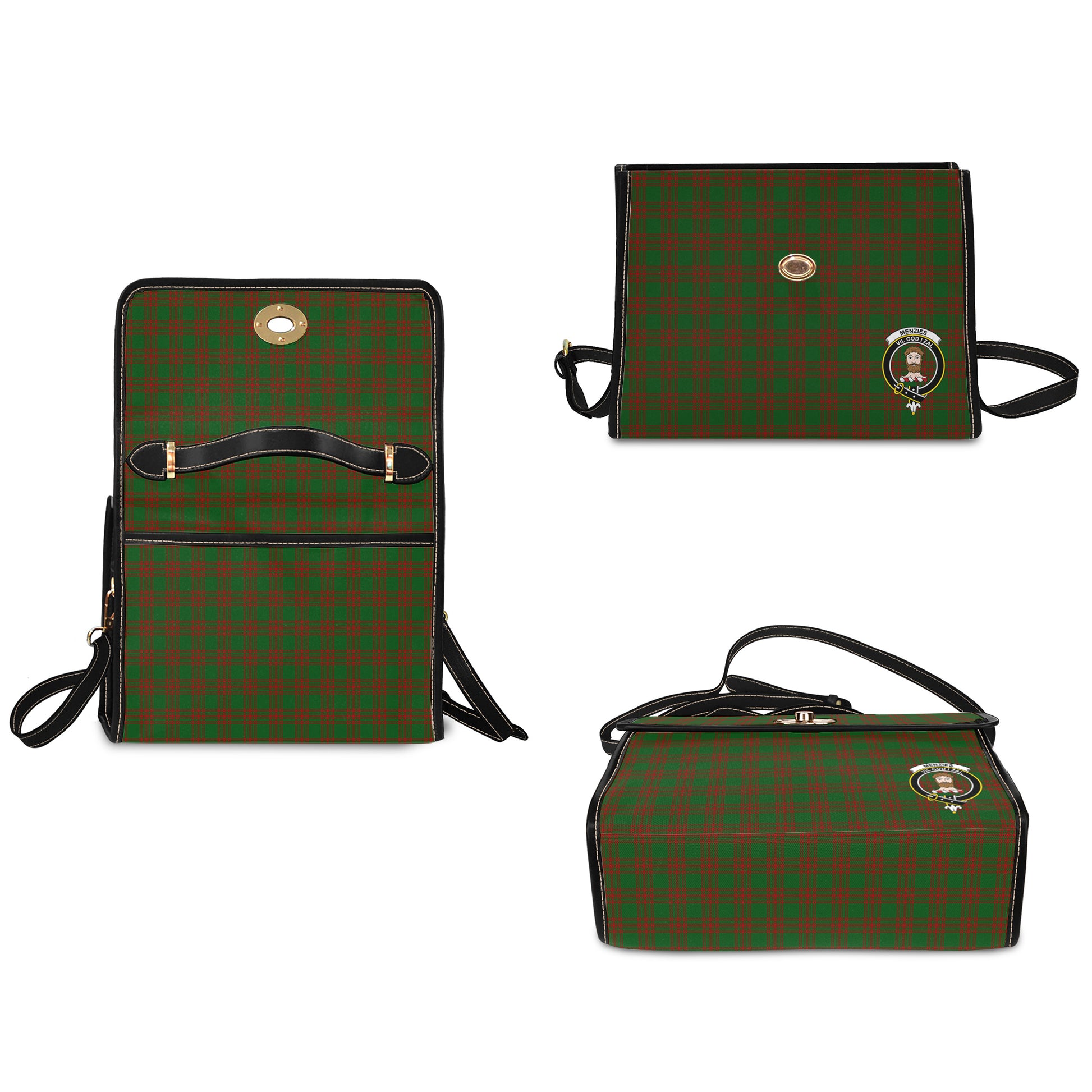 menzies-tartan-leather-strap-waterproof-canvas-bag-with-family-crest