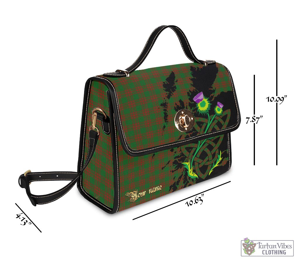 Tartan Vibes Clothing Menzies Tartan Waterproof Canvas Bag with Scotland Map and Thistle Celtic Accents