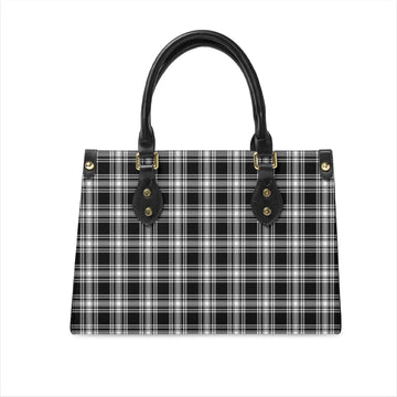 Menzies Black and White Tartan Leather Bag