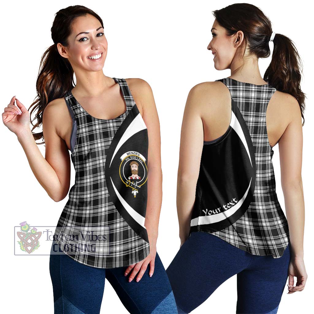 Tartan Vibes Clothing Menzies Black and White Tartan Women's Racerback Tanks with Family Crest Circle Style