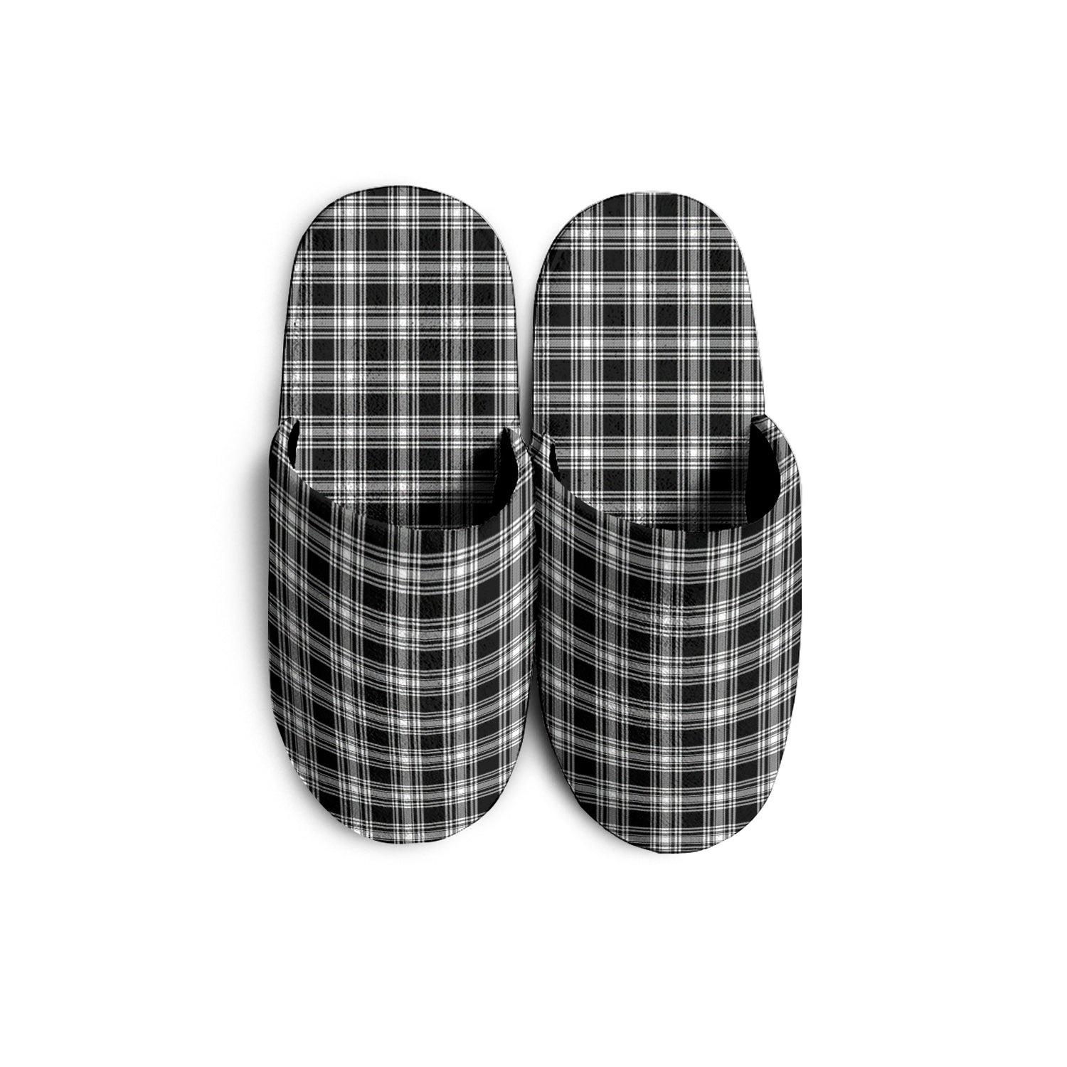 Menzies Black and White Tartan Home Slippers - Tartanvibesclothing Shop
