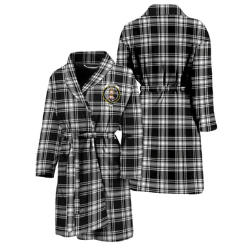 Menzies Black and White Tartan Bathrobe with Family Crest