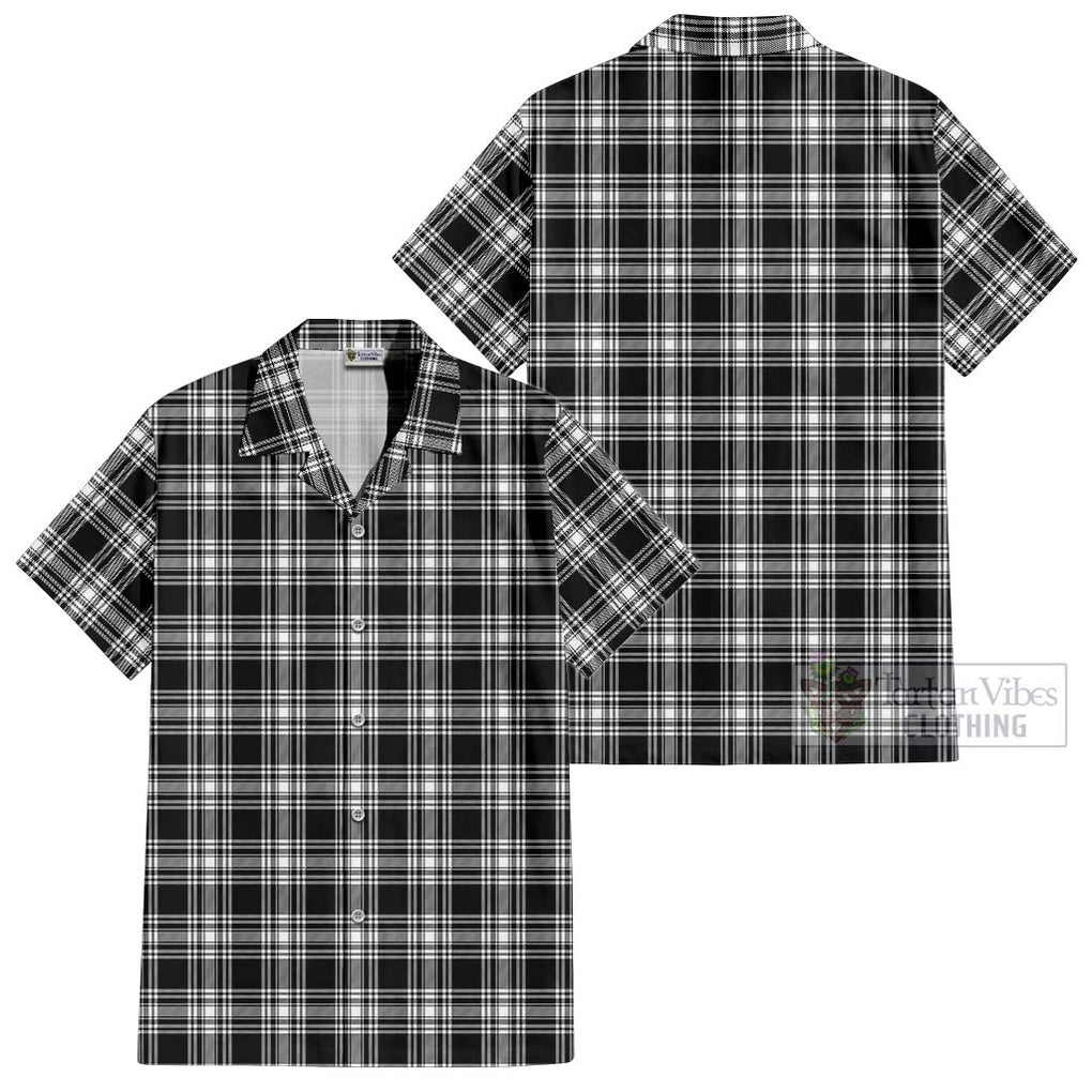 Menzies Black and White Tartan Cotton Hawaiian Shirt Kid - Tartanvibesclothing Shop