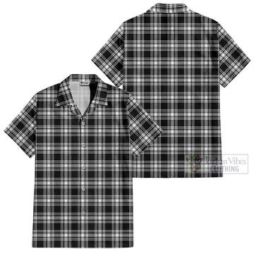 Menzies Black and White Tartan Cotton Hawaiian Shirt