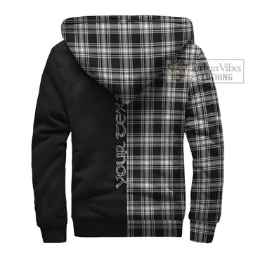 Menzies Black and White Tartan Sherpa Hoodie with Family Crest and Half Of Me Style