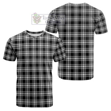 Menzies Black and White Tartan Cotton T-Shirt