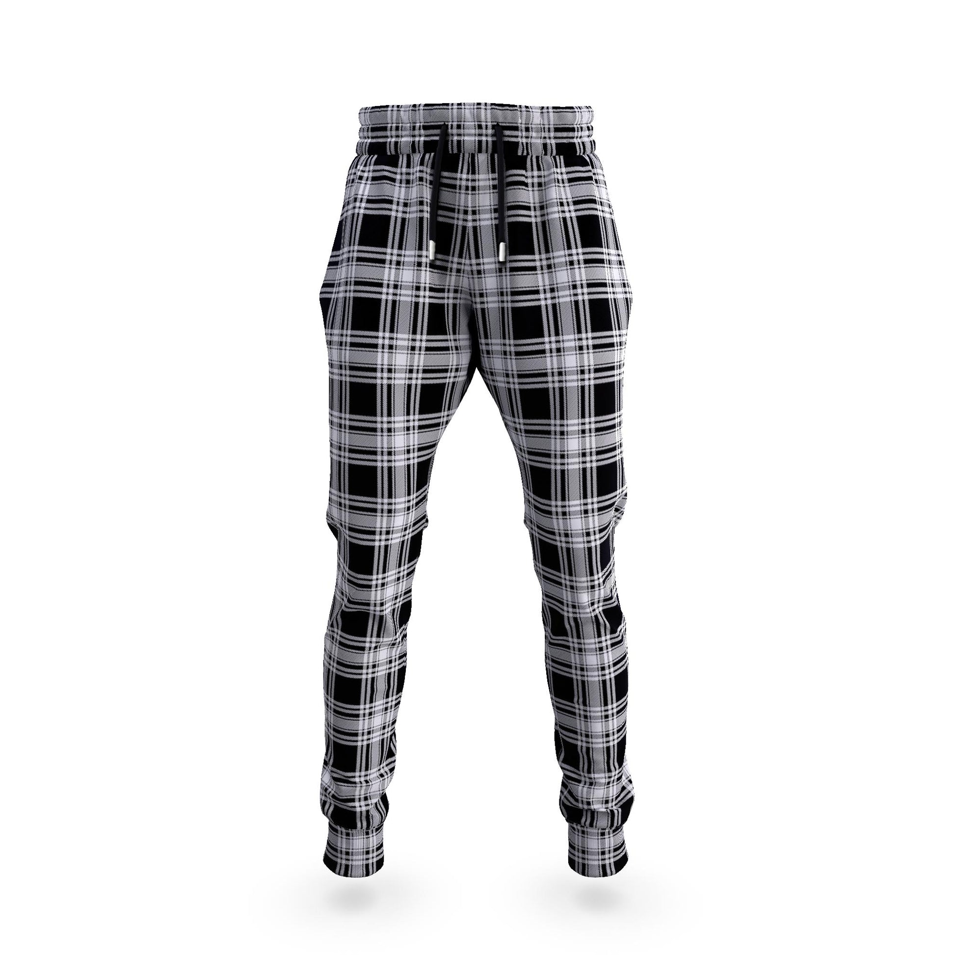 Menzies Black and White Tartan Joggers Pants 5XL - Tartan Vibes Clothing