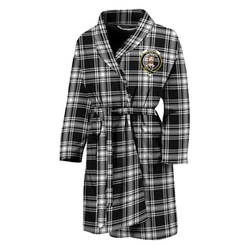 Menzies Black and White Tartan Bathrobe with Family Crest