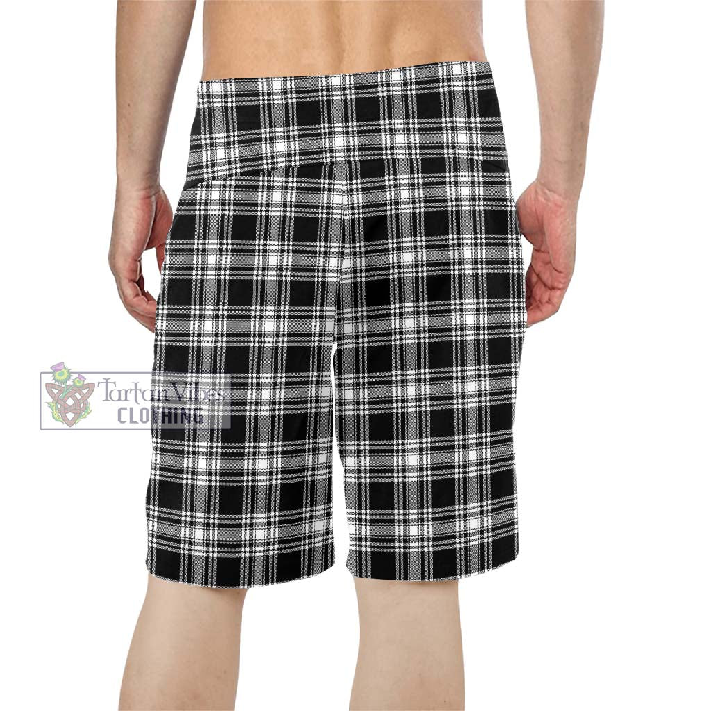 Menzies Black and White Tartan Men's Board Shorts - Tartan Vibes Clothing