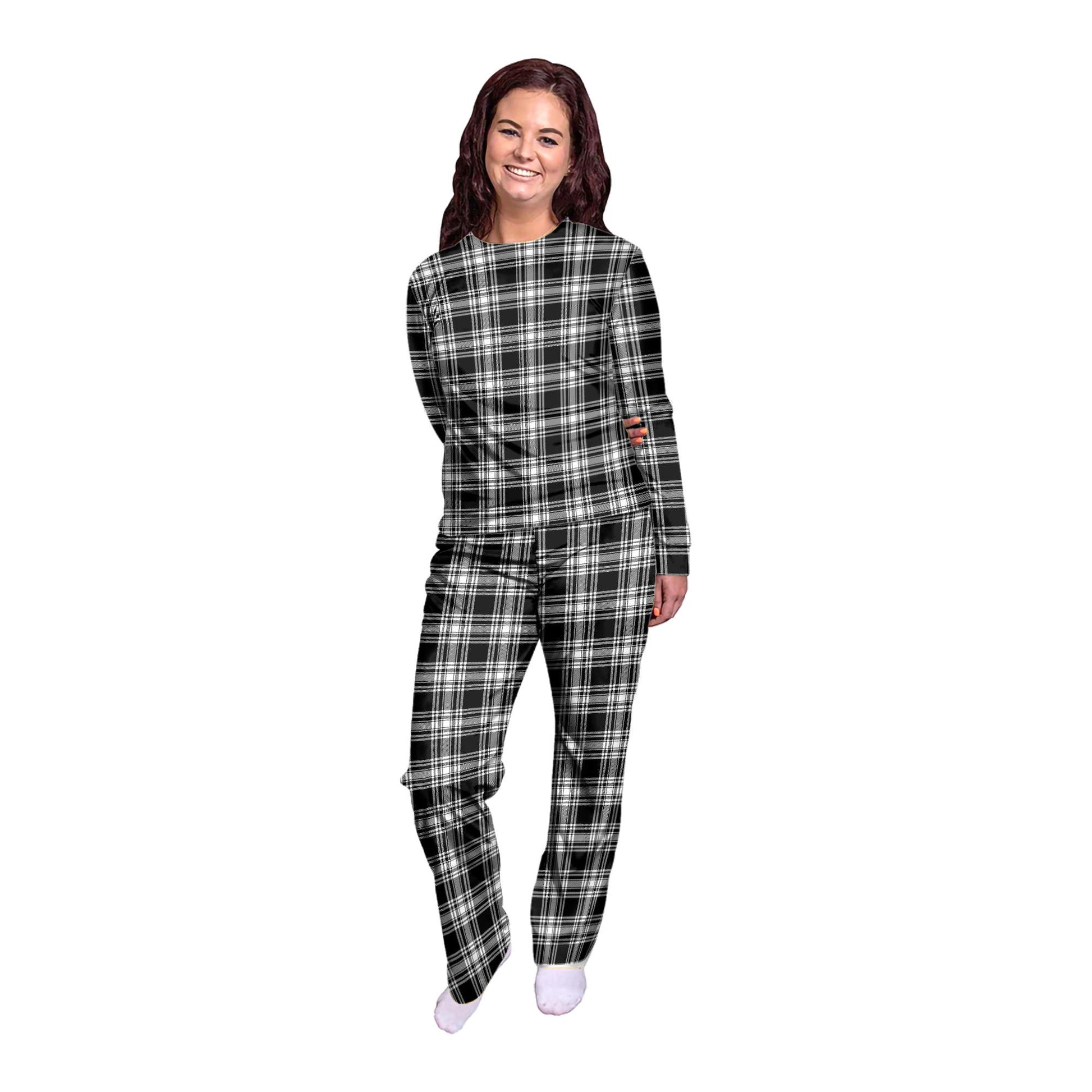 Menzies Black and White Tartan Pajamas Family Set - Tartan Vibes Clothing