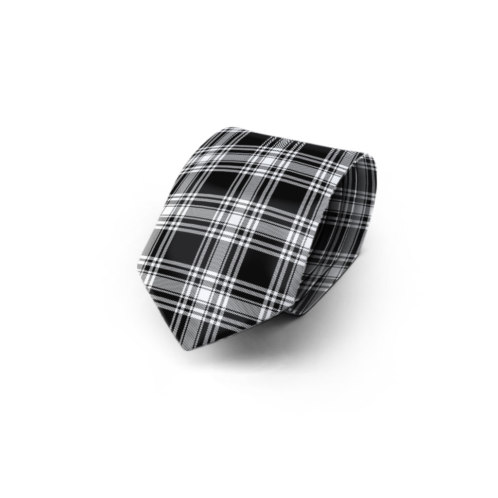 Menzies Black and White Tartan Classic Necktie - Tartan Vibes Clothing