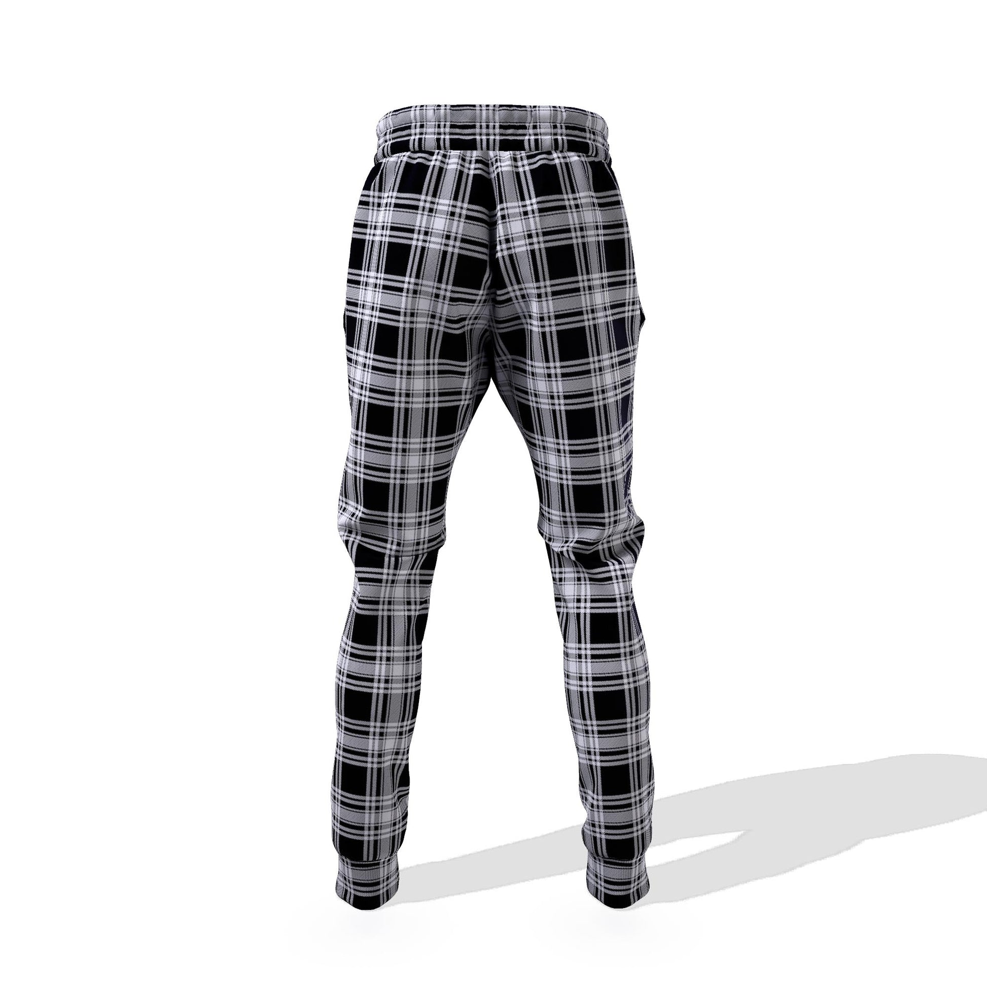 Menzies Black and White Tartan Joggers Pants 6XL - Tartan Vibes Clothing