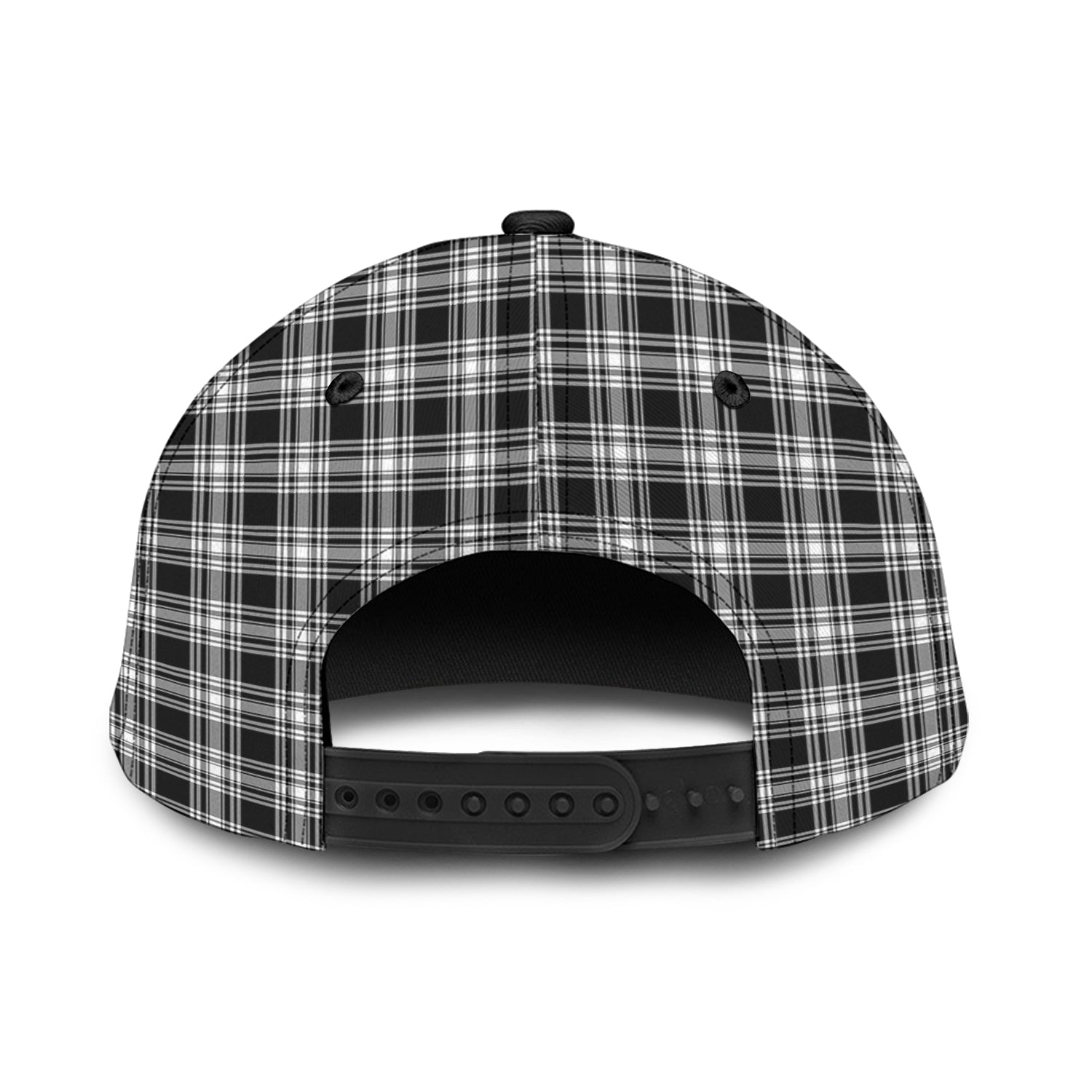 Menzies Black and White Tartan Classic Cap with Family Crest - Tartan Vibes Clothing