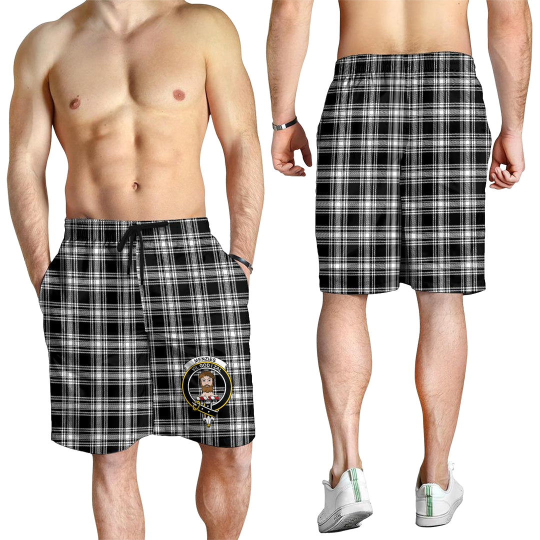 menzies-black-and-white-tartan-mens-shorts-with-family-crest