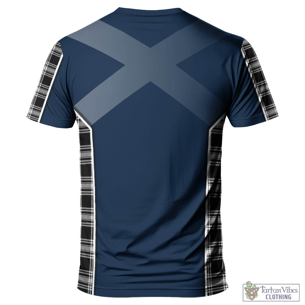 Tartan Vibes Clothing Menzies Black and White Tartan T-Shirt with Family Crest and Lion Rampant Vibes Sport Style