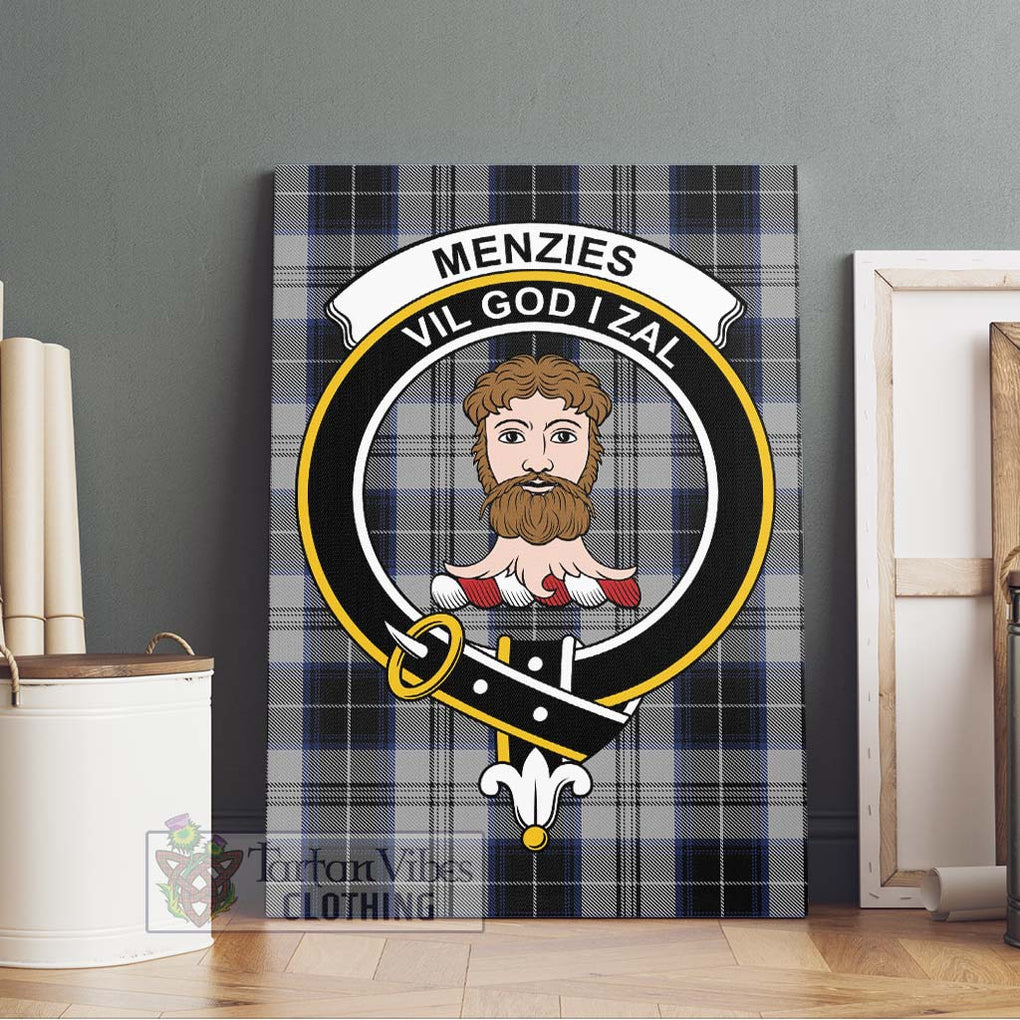 Menzies Black Dress Tartan Canvas Print Wall Art with Family Crest Without Frame - Tartan Vibes Clothing