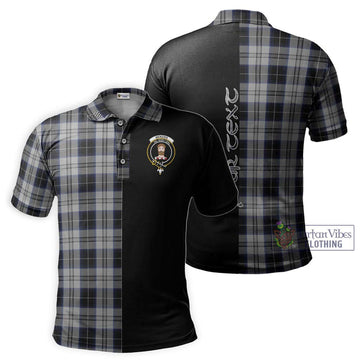 Menzies Black Dress Tartan Polo Shirt with Family Crest and Half Of Me Style