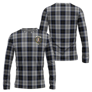 Menzies Black Dress Tartan Long Sleeve T-Shirt with Family Crest