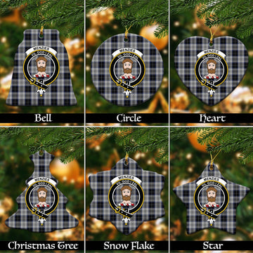 Menzies Black Dress Tartan Christmas Ceramic Ornaments with Family Crest