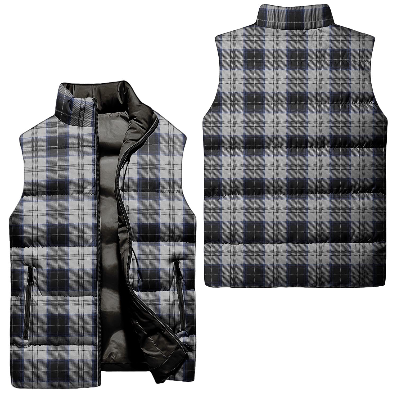 Menzies Black Dress Tartan Sleeveless Puffer Jacket Unisex - Tartanvibesclothing