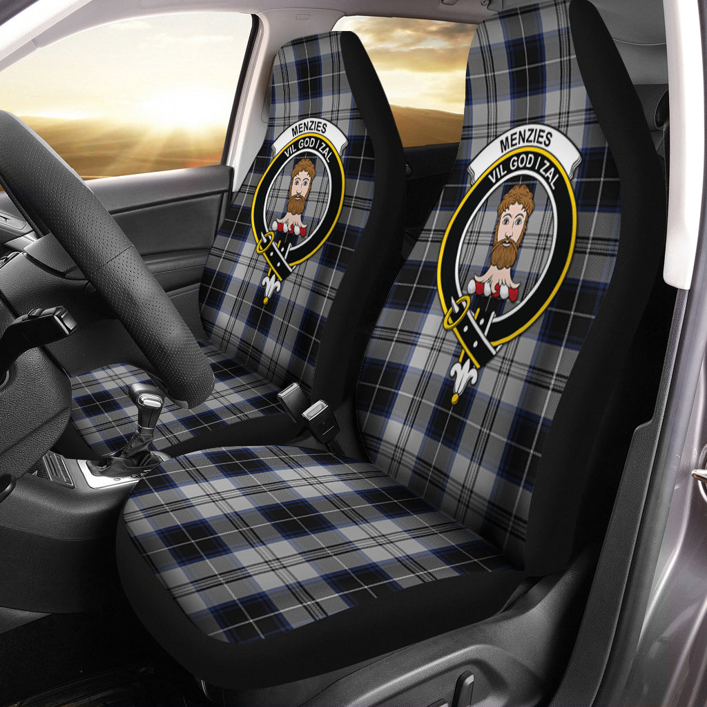 Menzies Black Dress Tartan Car Seat Cover with Family Crest One Size - Tartanvibesclothing