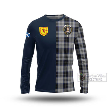 Menzies Black Dress Tartan Long Sleeve T-Shirt Alba with Scottish Lion Royal Arm Half Style