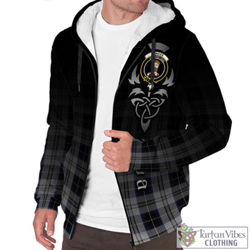 Menzies Black Dress Tartan Sherpa Hoodie Featuring Alba Gu Brath Family Crest Celtic Inspired