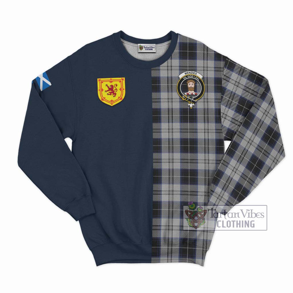 Tartan Vibes Clothing Menzies Black Dress Tartan Sweatshirt with Scottish Lion Royal Arm Half Style