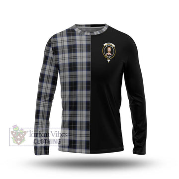 Menzies Black Dress Tartan Long Sleeve T-Shirt with Family Crest and Half Of Me Style