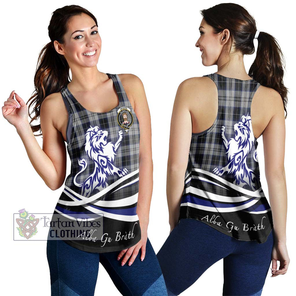 Menzies Black Dress Tartan Women's Racerback Tanks with Alba Gu Brath Regal Lion Emblem 4XL - Tartanvibesclothing Shop