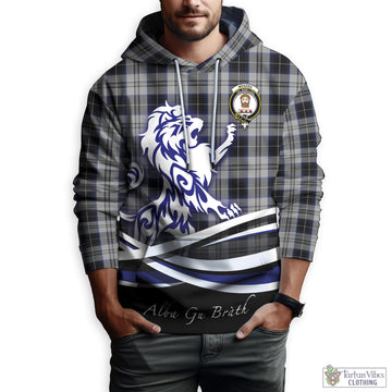 Menzies Black Dress Tartan Hoodie with Alba Gu Brath Regal Lion Emblem