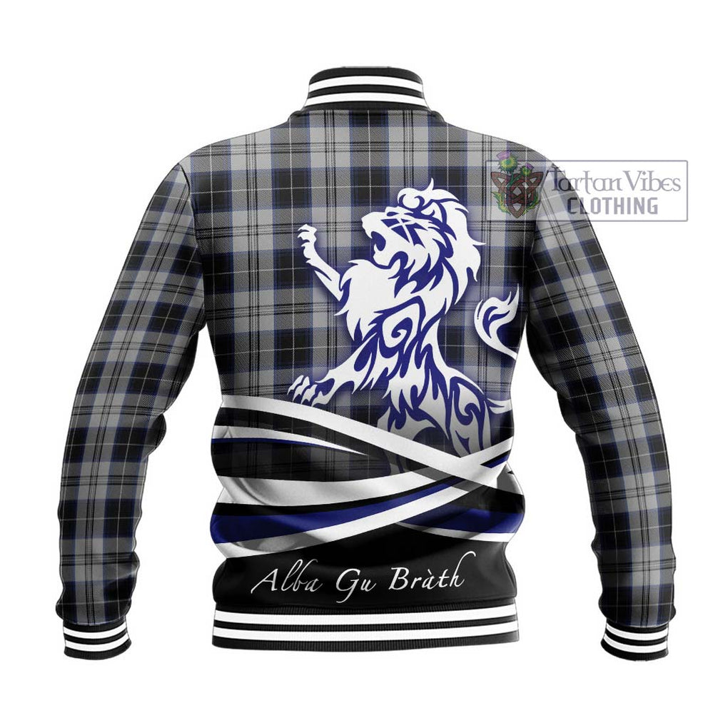 Menzies Black Dress Tartan Baseball Jacket with Alba Gu Brath Regal Lion Emblem - Tartanvibesclothing Shop