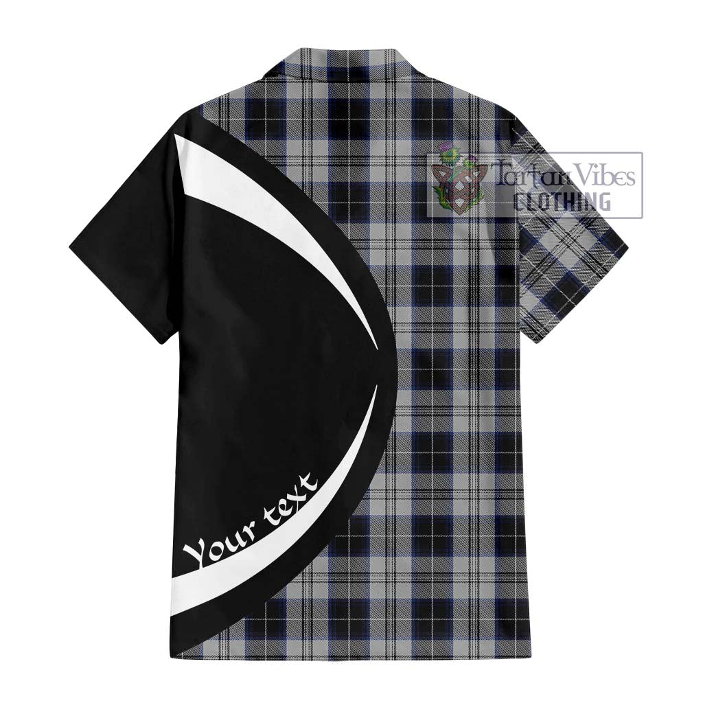 Tartan Vibes Clothing Menzies Black Dress Tartan Short Sleeve Button Up with Family Crest Circle Style