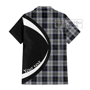 Menzies Black Dress Tartan Short Sleeve Button Up with Family Crest Circle Style