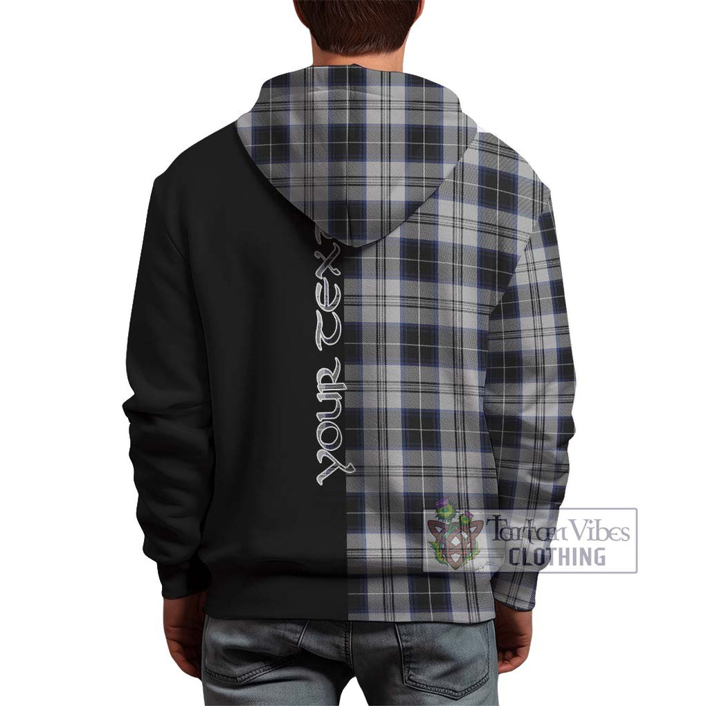 Menzies Black Dress Tartan Hoodie with Family Crest and Half Of Me Style - Tartanvibesclothing Shop