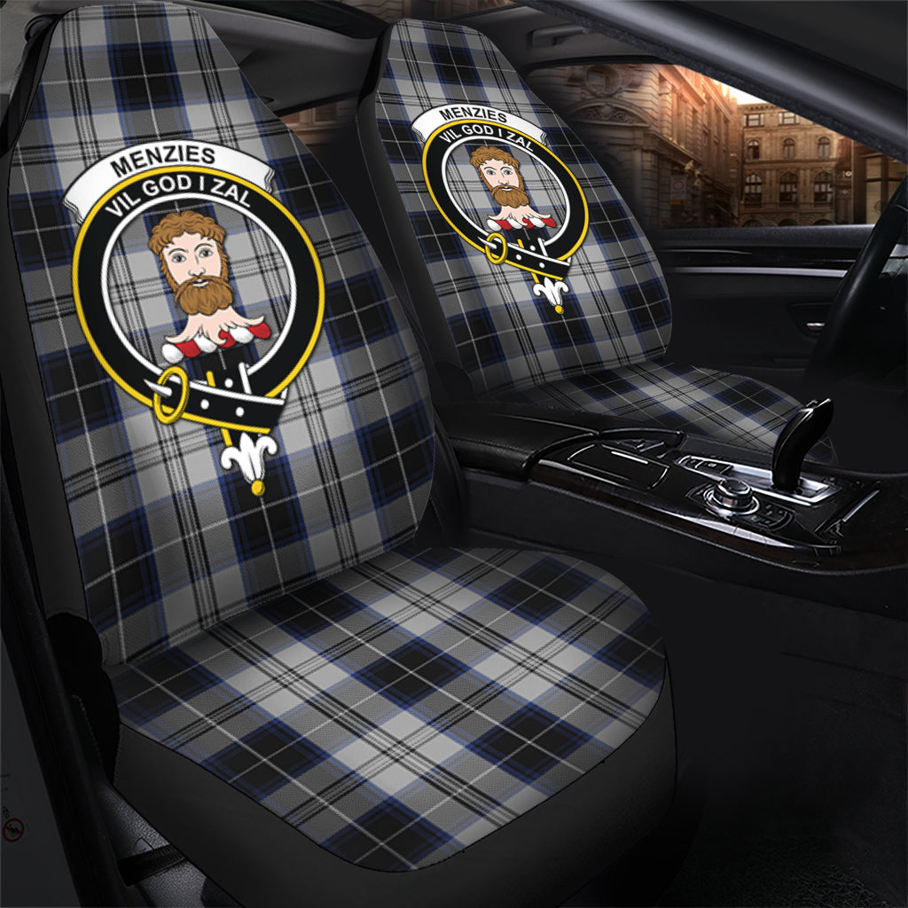 Menzies Black Dress Tartan Car Seat Cover with Family Crest - Tartanvibesclothing