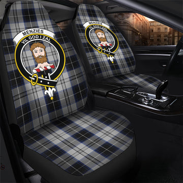 Menzies Black Dress Tartan Car Seat Cover with Family Crest