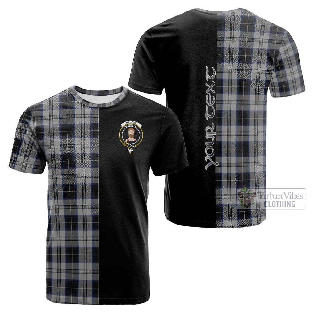 Tartan Vibes Clothing Menzies Black Dress Tartan Cotton T-shirt with Family Crest and Half Of Me Style