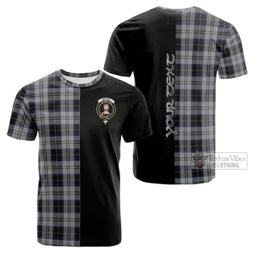 Menzies Black Dress Tartan Cotton T-shirt with Family Crest and Half Of Me Style